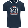 51 Year Wedding Anniversary 51st Rugby Mens Ringer T-Shirt FotL Navy Blue/White