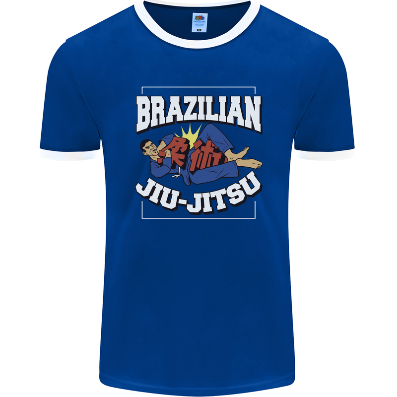 Brazilian Jiu Jitsu Mens Ringer T-Shirt FotL Royal Blue/White