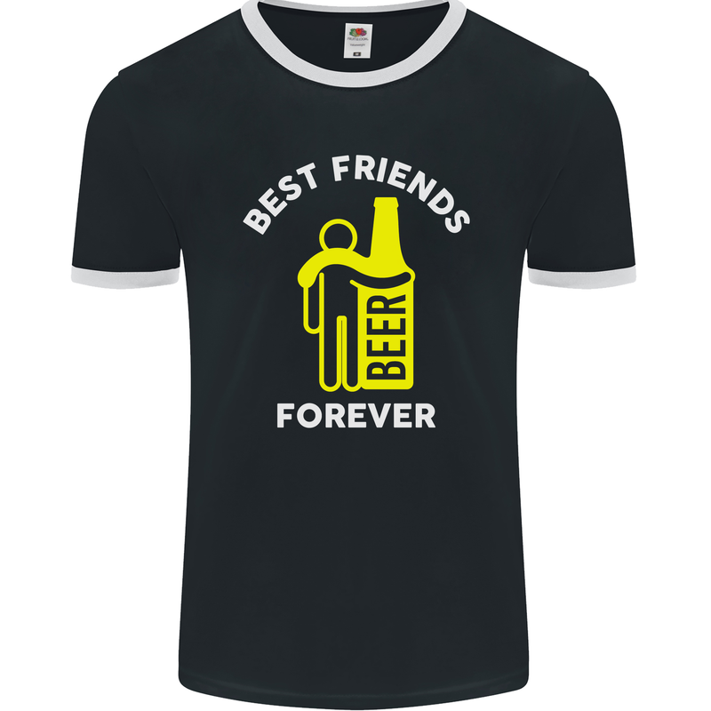 Me and Beer Best Friends Forever Funny Mens Ringer T-Shirt FotL Black/White