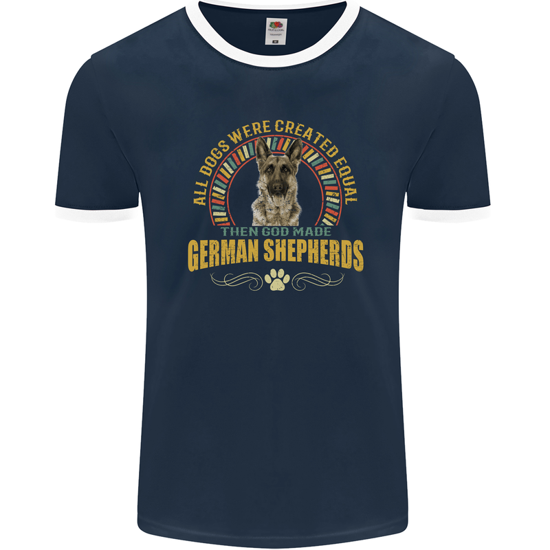 A German Shepherd Dog Mens Ringer T-Shirt FotL Navy Blue/White