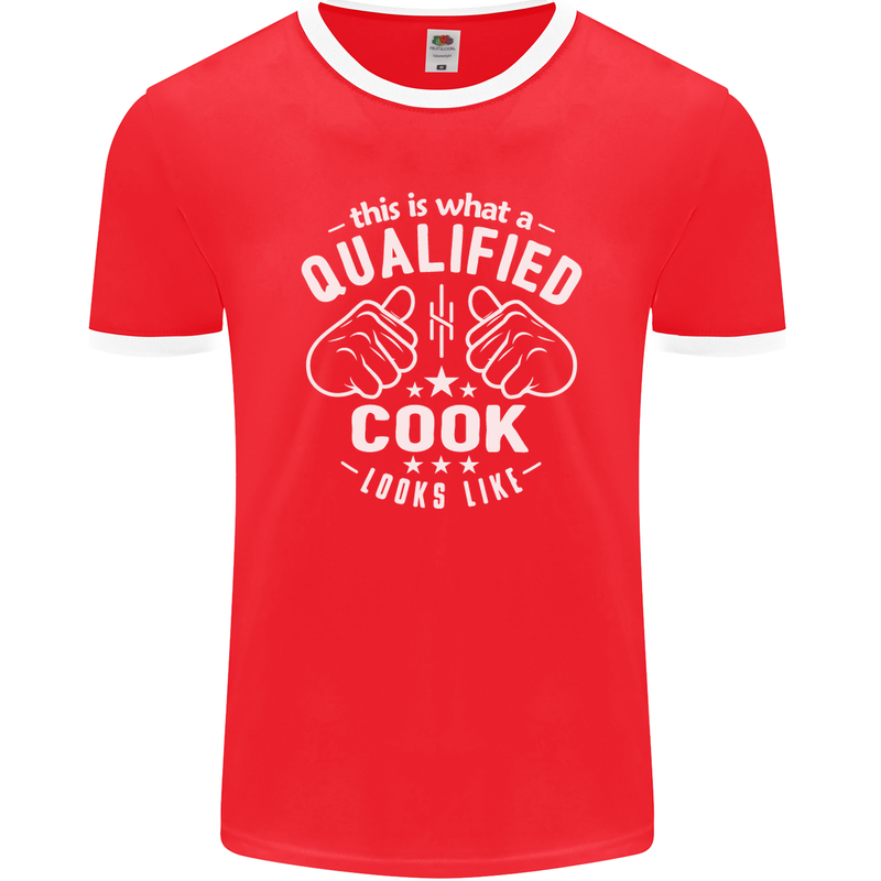 This Is What a Qualified Cook Looks Like Mens Ringer T-Shirt FotL Red/White