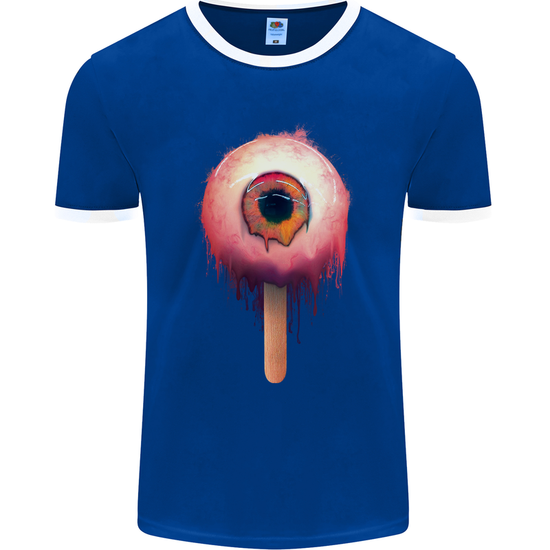 Eyesicle Horror Hangover Eye Gothic Demon Mens Ringer T-Shirt FotL Royal Blue/White