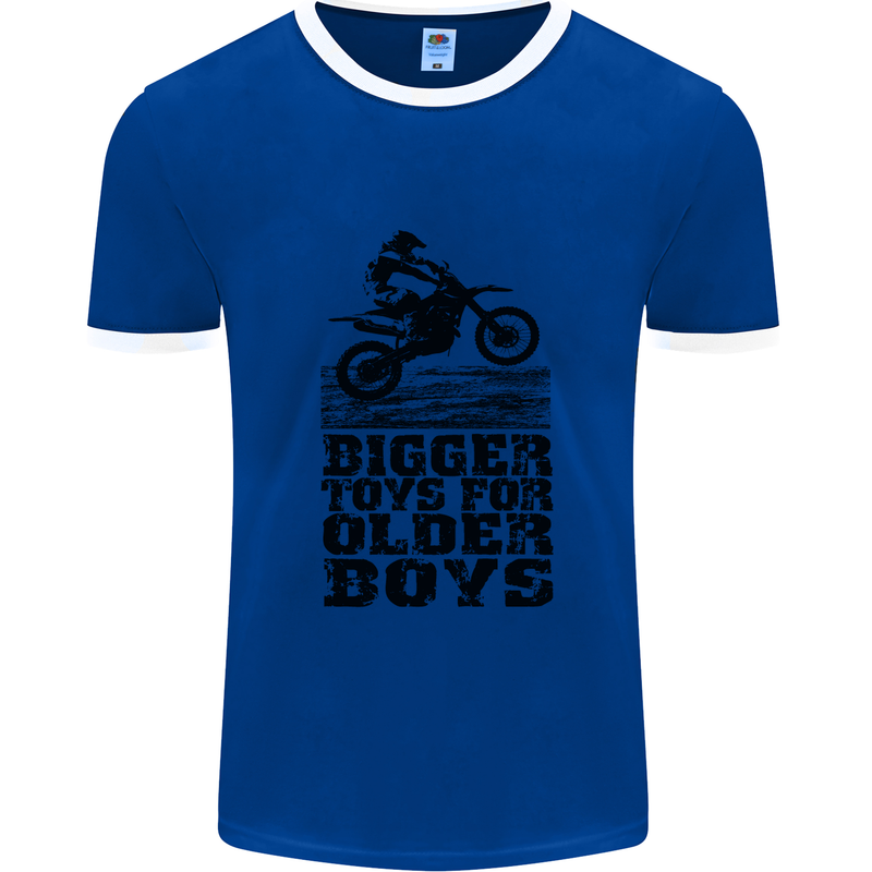 Motocross Bigger Toys Older Boys MotoX Mens Ringer T-Shirt FotL Royal Blue/White