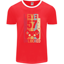 57th Birthday 57 Year Old Level Up Gamming Mens Ringer T-Shirt FotL Red/White