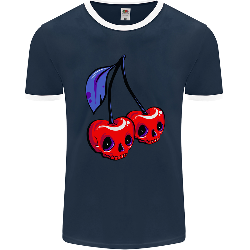 Cherry Skulls Mens Ringer T-Shirt FotL Navy Blue/White