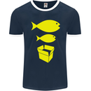 Big Fish Little Fish Cardboard Box Music Mens Ringer T-Shirt FotL Navy Blue/White