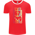67th Birthday 67 Year Old Level Up Gamming Mens Ringer T-Shirt FotL Red/White