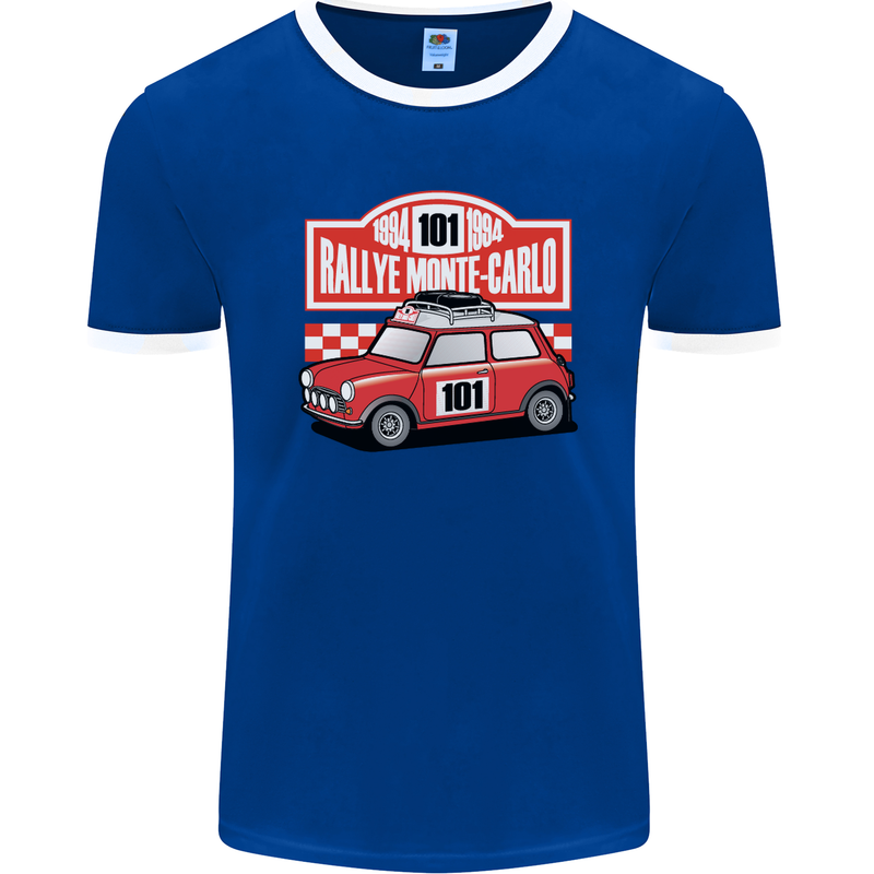 Rallye Monte Carlo Mini Rally Car Mens Ringer T-Shirt FotL Royal Blue/White