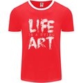 Life is a Dying Art Slogan Pessimist Artist Mens Ringer T-Shirt FotL Red/White
