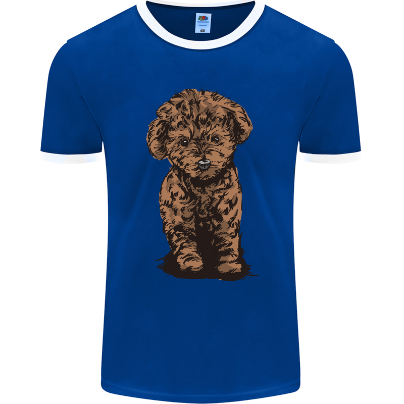 Dogs Cute Labradoodle Puppy Mens Ringer T-Shirt FotL Royal Blue/White