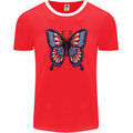 American Butterfly Flag USA July 4th Mens Ringer T-Shirt FotL Red/White