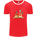 Trippy Nature Book Magic Mushrooms LSD Mens Ringer T-Shirt FotL Red/White