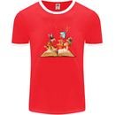 Trippy Nature Book Magic Mushrooms LSD Mens Ringer T-Shirt FotL Red/White