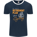 Cycling Retirement Plan Cyclist Funny Mens Ringer T-Shirt FotL Navy Blue/White