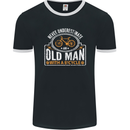 Cycling Old Man Cyclist Funny Bicycle Mens Ringer T-Shirt FotL Black/White