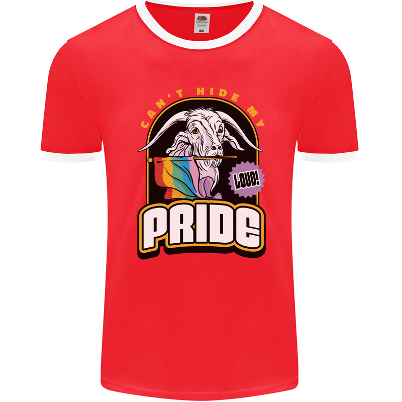 Can't Hide My Pride LGBT Gay Awareness Mens Ringer T-Shirt FotL Red/White