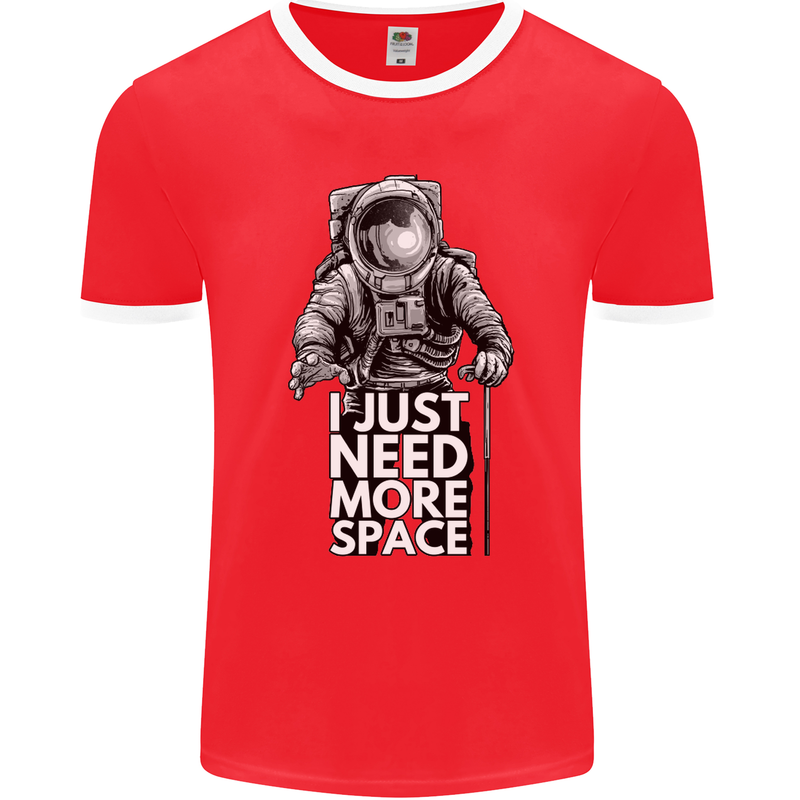 I Just Need More Space Funny Astonaut Mens Ringer T-Shirt FotL Red/White