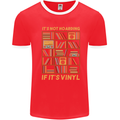 Funny Vinyl Records Turntable Music LP Mens Ringer T-Shirt Red/White