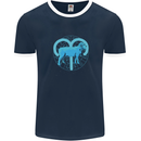 Aries Star Sign Mens Ringer T-Shirt FotL Navy Blue/White