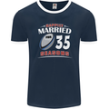 35 Year Wedding Anniversary 35th Rugby Mens Ringer T-Shirt FotL Navy Blue/White