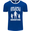 Dad With Two Daughters Funny Fathers Day Mens Ringer T-Shirt FotL Royal Blue/White