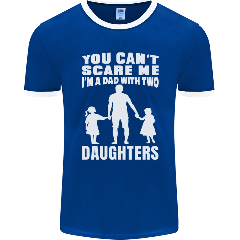 Dad With Two Daughters Funny Fathers Day Mens Ringer T-Shirt FotL Royal Blue/White