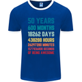 50th Birthday 50 Year Old Mens Ringer T-Shirt FotL Royal Blue/White
