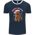 Joyful Season Christmas Funny Cat Xmas Mens Ringer T-Shirt FotL Navy Blue/White