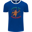 Sloth Wake Me Up When It's Christmas Mens Ringer T-Shirt FotL Royal Blue/White
