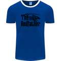 The Rodfather Funny Fishing Rod Father Mens Ringer T-Shirt FotL Royal Blue/White