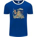 Katana Blacksmith Japanese Samurai Sword Mens Ringer T-Shirt FotL Royal Blue/White