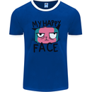 Cat My Happy Face Funny Grumpy Mens Ringer T-Shirt FotL Royal Blue/White