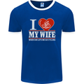 Cycling I Love My Wife Cyclist Funny Mens Ringer T-Shirt FotL Royal Blue/White