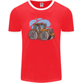 Xmas Tractor Farming Farmer Christmas Mens Ringer T-Shirt FotL Red/White