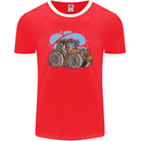 Xmas Tractor Farming Farmer Christmas Mens Ringer T-Shirt FotL Red/White