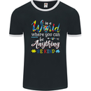 Autism In a World Be Kind Autistic ASD Mens Ringer T-Shirt FotL Black/White