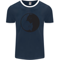 Yin Yang Cat Lover Funny Kitten Pet Mens Ringer T-Shirt FotL Navy Blue/White