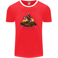 Christmas Santa Motocross Dirt Bike Mens Ringer T-Shirt FotL Red/White