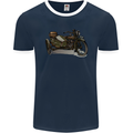 Motorcycle and Sidecar Biker Motorbike Mens Ringer T-Shirt FotL Navy Blue/White