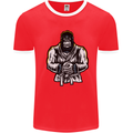 Jiu Jitsu Gorilla MMA Martial Arts Karate Mens White Ringer T-Shirt Red/White