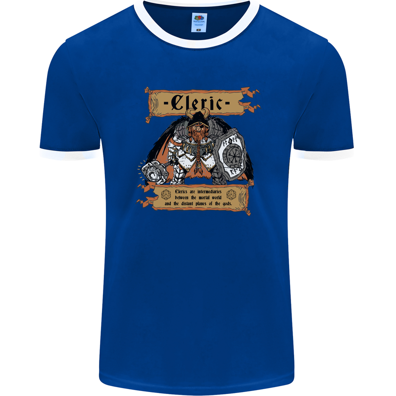 RPG Role Playing Games Cleric Dragons Mens Ringer T-Shirt FotL Royal Blue/White