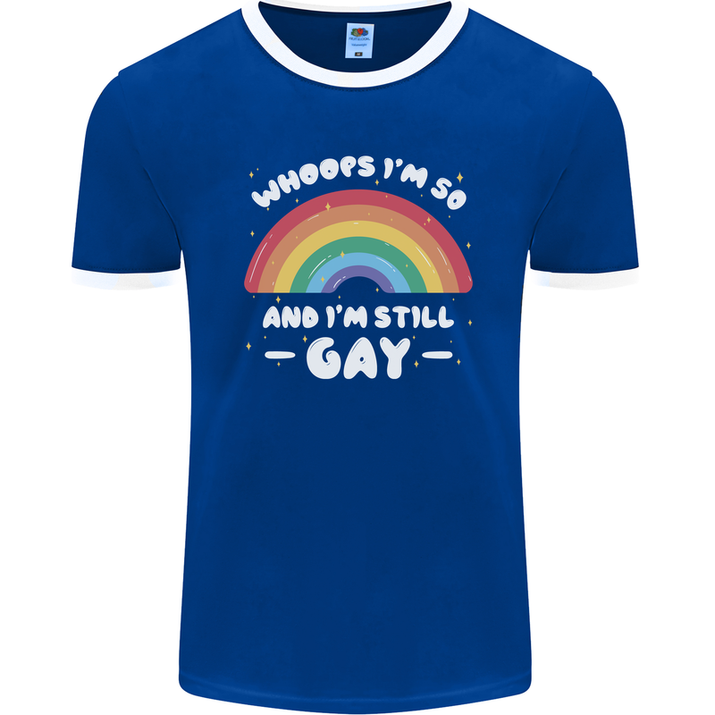 I'm 50 And I'm Still Gay LGBT Mens Ringer T-Shirt FotL Royal Blue/White