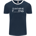 I'd Rather Be Fishing Funny Fisherman ECG Mens Ringer T-Shirt FotL Navy Blue/White