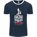 Wales My Roots Are Scottish Mens Ringer T-Shirt FotL Navy Blue/White