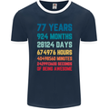 77th Birthday 77 Year Old Mens Ringer T-Shirt FotL Navy Blue/White