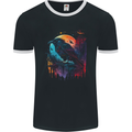 A Crow With a Fantasy Moon Mens Ringer T-Shirt FotL Black/White