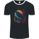 A Crow With a Fantasy Moon Mens Ringer T-Shirt FotL Black/White