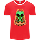 Christmas Alien UFO Santa Space Ship Funny Mens Ringer T-Shirt FotL Red/White