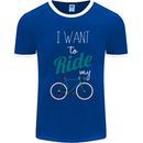 I Want to Ride My Bike Cycling Cyclist Mens Ringer T-Shirt FotL Royal Blue/White