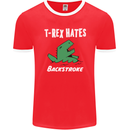T-Rex Hates Backstroke Funny Swimmer Swim Mens Ringer T-Shirt FotL Red/White